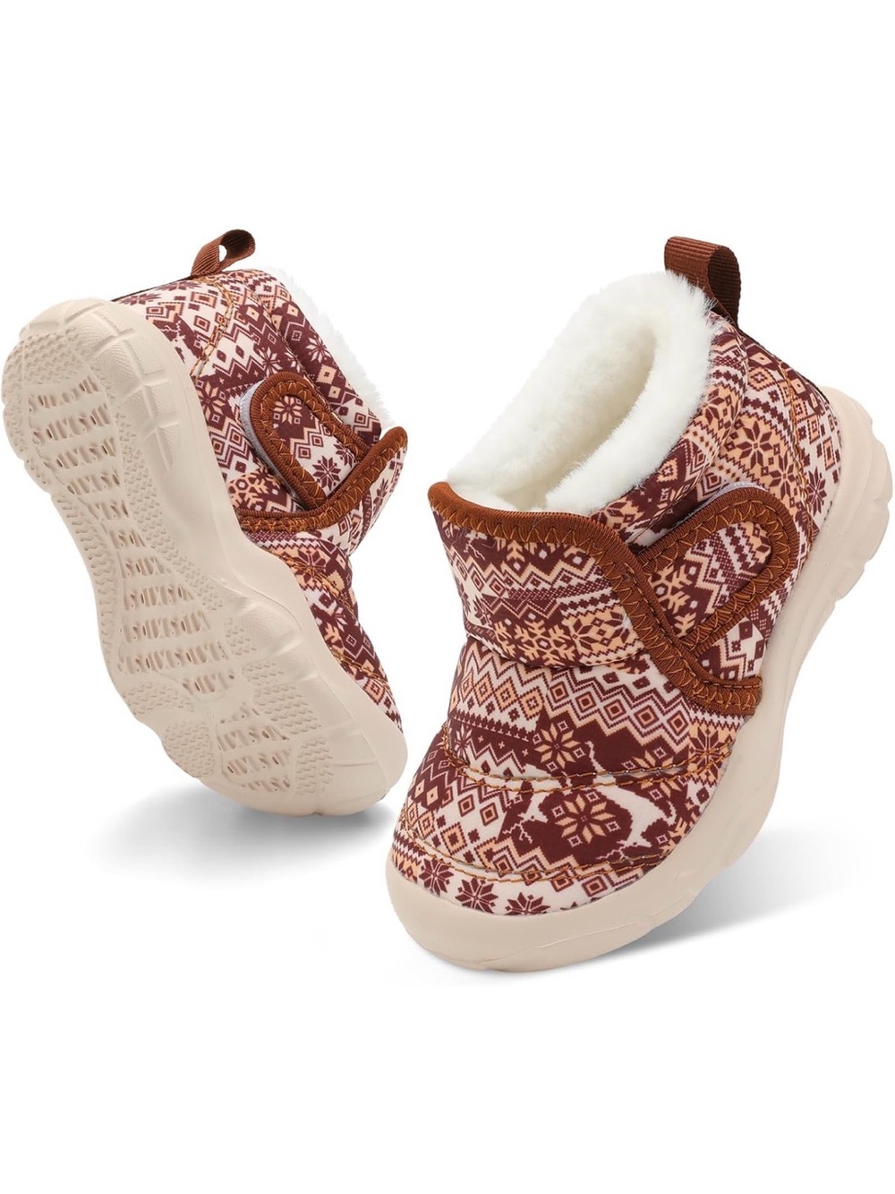 Unisa Kids Brown and Cream Patterned Slip-On Slippers